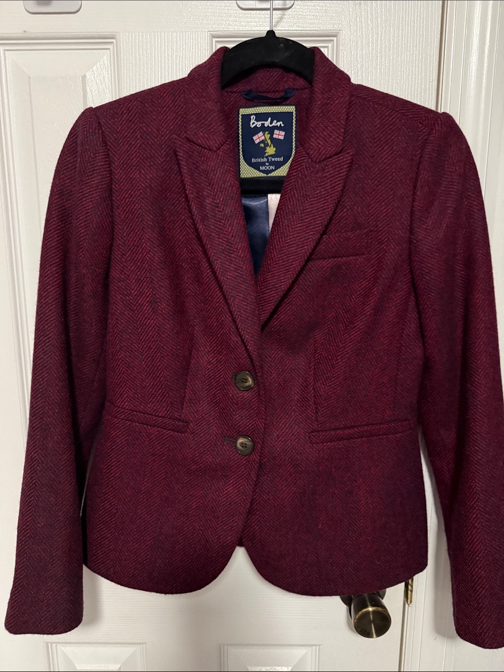Boden Women's Deep Maroon Tweed Blazer